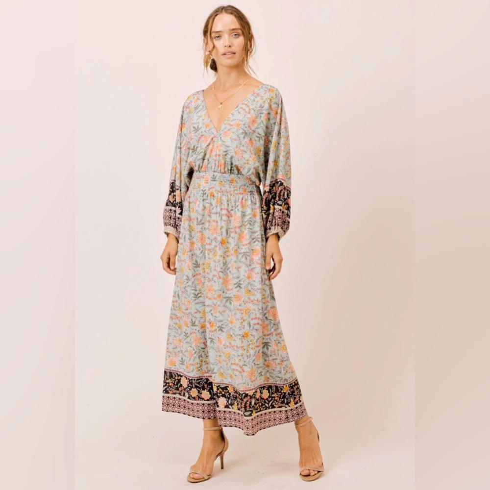 🌈Lovestitch Amanda Volume Sleeve Maxi Dress Size Medium